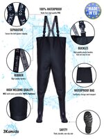 Classic chest waadpak 3Kamido zwart maat 39 tot 47