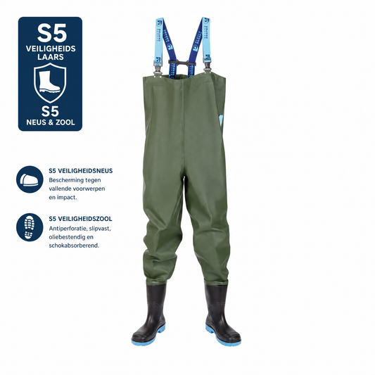 Dolfing Waadbroek Universal 425.08 – PVC waadpak met aangelaste laarzen 40 t/m 51 kledingmaat S t/m 3XL
